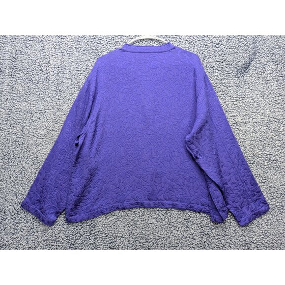 Chicos Quilted Button Up Shacket Womens XL (3) Floral Silk Blend Boho Purple - Picture 2 of 10